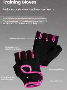 1 Pair Of Fitness Breathable Sports Men's And Women's Basketball Dumbbell Weightlifting Training Gloves, Horizontal Bar Cycling Half Finger Wrist Guard Half Finger Anti Slip Sports Gloves, Women's Fitness Gloves Gym Accessories, Sport, Gym, Home Exercise, Women's Gym Gloves, Boxing Gloves, Gym Gloves, Gym Gloves, Men's Gym Gloves