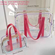 1 peça/2 peças exclusivas de bolsa de maquiagem em PVC transparente, bolsa de gelatina transparente de grande capacidade, bolsa de praia em PVC à prova d'água popular, bolsa de armazenamento transparente para natação, bolsa organizadora para áreas externas