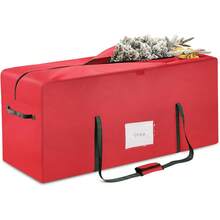 Christmas Tree Storage Bag For 7.5 Ft Artificial Trees, Water-Resistant Oxford Fabric With PVC Window, Double Zipper, Red, 49.2" X 17.7" X 19.7" - Red - View 1