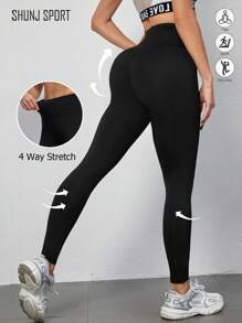 Women's Breathable Elastic Tight Leggings, Summer New Skinny Fitness Running Workout Pants, High Stretch Gym Yoga Trousers, Black Quick-Dry Outdoor Sports Trousers