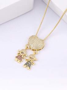 1 pezzo Collana con ciondolo in rame placcato oro 18 carati con zirconi colorati, gioiello di lusso come regalo per le donne, per San Valentino