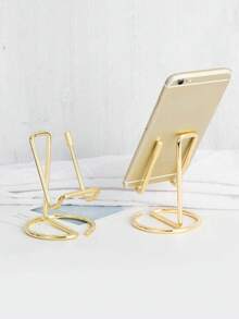 1pc Stainless Steel Desktop Phone Holder, Modern Solid Color Mobile Phone Rack For Home - Multicolor - View 2