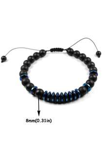 YAUKIA 1pc 8mm Tiger Eye & Matte Black Onyx And Blue Hematite Bracelet – Adjustable Beaded Bracelet For Men Women, Protective Healing Stone, Handmade Gemstone Jewelry, Stylish Gift - Multicolor - View 13