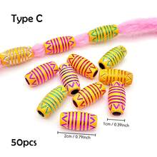 50pcs Textured Hair Bead Boho Hair Clips, School Stuff, Hair Accessories, Head Accessories - Multicolor - View 11