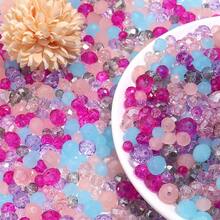 1 Pack Random Light To Dark Purple Glass Crystal Flat Beads - Pink Purple - View 5
