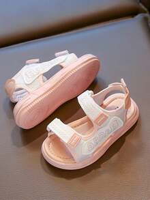女童凉鞋 2025 年夏季新款时尚软底防滑露趾鞋 儿童运动沙滩鞋 - 粉色 - 查看 1