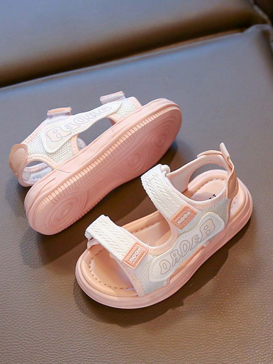 女童凉鞋 2025 年夏季新款时尚软底防滑露趾鞋 儿童运动沙滩鞋 - 粉色 - 查看 1