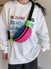 Ny Patchwork Dam Fanny Pack Crossbody axelväska Trendig bröstväska - Multifärgad - Visa 5