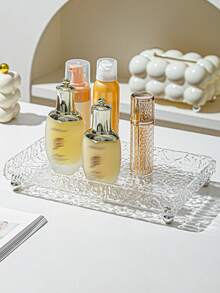 1/2 件透明亚克力化妆托盘，坚固耐用，易于清洁的化妆品收纳盒 - 無色 - 查看 3