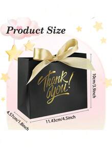 10pcs Small Thank You Gift Bags, Party Favor Bags Boxes With Bow Ribbon, Small Paper Gift Bags With Gold Foil Printed, Mini Candy Treat Bags For Birthday Wedding Party Holiday