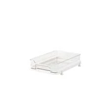 1pc Organizador de armazenamento de dois andares para cozinha, suporte para cosméticos transparente PET, caixa de armazenamento de gaveta de mesa multicamadas, adequado para penteadeira de banheiro, organizador de despensa de cozinha empilhável, organizador de armário de remédios com divisória deslizante