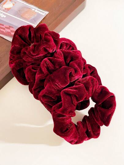 5 pezzi Set di accessori per capelli in velluto retrò coreano, elastici per capelli morbidi e lucidi, versatili, colore rosso, set di 5 fermacode per coda di cavallo