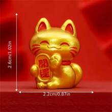 Resin Lucky Cat Figurine, Chinese Maneki Neko Fortune Cat, Money Attraction Amulet, No Feathers, Electricity-Free, With DIY Decor Accessory, For Desktop, Car, Valentine'S Day Gift, Suitable For Ages 14+