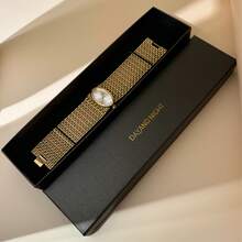DAYAND NIGHT Brand 2025 New Women's Party Fashion Wrist Watch, Gold Luxury Elegant Quartz Watch, Suitable For Party, Banquet Or Daily Wear. A Perfect Choice For Valentine's Day Gift, Anniversary Gift Or Birthday Gift. Two Colors: Gold Case With Gold Dial, And Gold Case With White Dial - 金色 - 查看 9