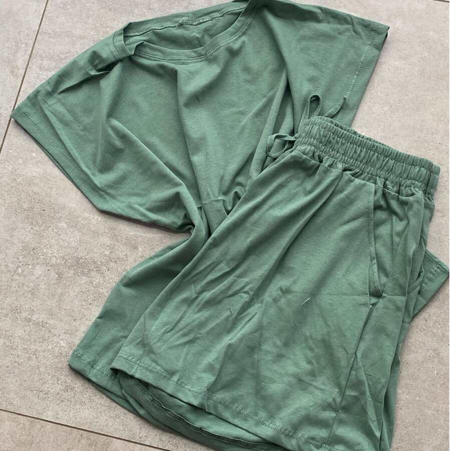 EV Women's Set Of Light Shorts With Batwing Sleeve Tank Top - Màu xanh Bạc hà - Xem 1