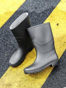 1双男士中筒雨靴，PVC一体成型，耐用雨鞋，适用于钓鱼、户外活动、通勤、泥地行走 - 黑色 - 查看 8