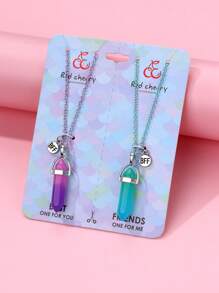 2 pièces Ensemble de colliers luminescents en résine cristalline synthétique pour enfants, convient pour les meilleurs amis, port quotidien et cadeau