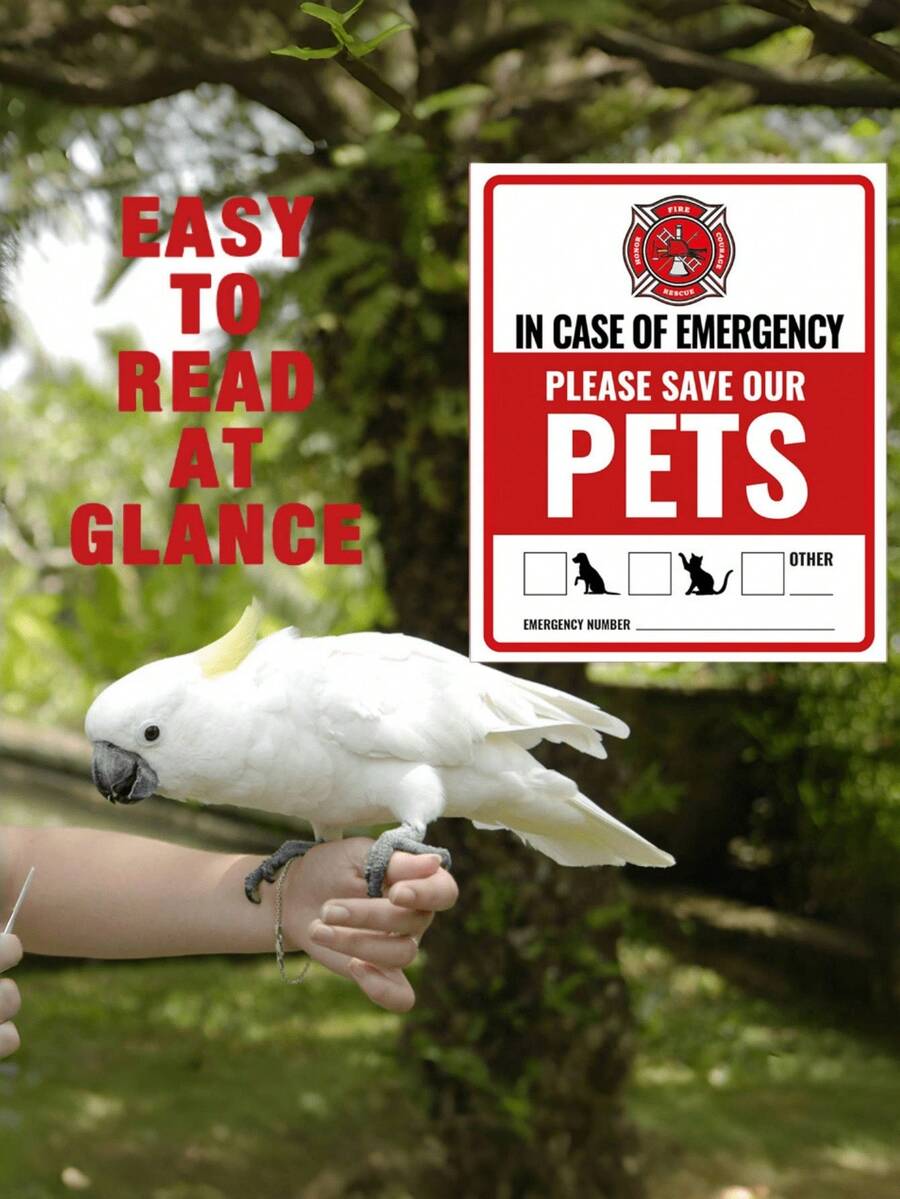 Pet Safety Alert Sticker - 4 Packs Warning Emergency Fire Rescue Stickers Waterproof Decals,Save Our Cats/Dogs In Emergency Fire Situations, Firefighters Will Use Alarm Sticker To Rescue Our Family From Windows, Doors, Or Houses - Multicolor - View 1