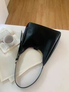 简约大容量女士手提包，2025新款时尚百搭休闲单肩包，适合学生通勤，手提包 - 黑色 - 查看 5