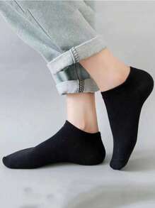 5/10/20 Pairs Men's Solid Color Breathable Casual Ankle Socks, For Gym