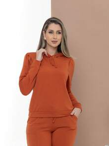 Casual Sweatshirt Set Of Blouse And Pants C3111 - 亮橙色 - 查看 7