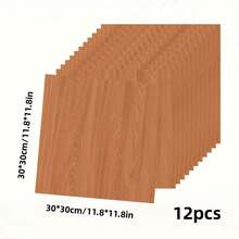 12/24pcs Self-Adhesive Wood Grain Floor/Wall Stickers, Easy To Install, Suitable For Indoor Wall & Floor Decoration, Waterproof, Anti-Mold, Anti-Oil, Anti-Slip - 彩色 - 查看 9