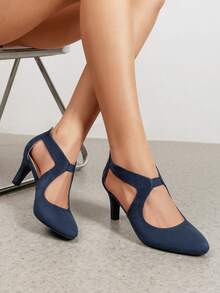Women's Pumps Closed Pointed Toe Kitten Heels Elegant Party Wedding Dress Shoes For Women - 藍色 - 查看 1