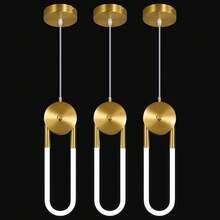 YQYYFC Modern Gold LED Pendant Light Fixture Oval Adjustable Pendant Lighting For Kitchen Island Living Room Dining Room Bedroom - Gold - View 4