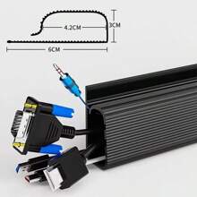 1PC 40cm/15.75inch Under-Desk Cable Tray Self-Adhesive Cable Organizer Cable Management Accessories Cable Protecter No Drilling PVC Invisible Slot Organizer For Monitors And Computers,Durable PVC Material