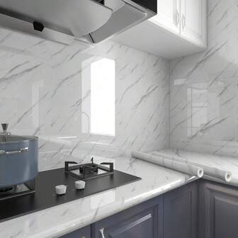 1 rulle marmormönster självhäftande vattentätt, oljebeständigt kontaktpapper för kök, kreativ DIY dekorativ klistermärke kökstillbehör köksartiklar köksdekor väggpapper tapet väggdekor väggklistermärken väggklistermärke