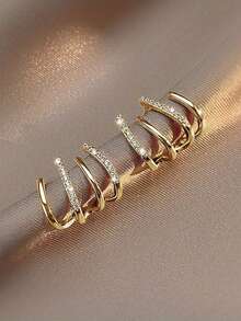 1 Đôi bông tai bạc 925 cao cấp đính đá Cubic Zirconia kiểu dáng thanh lịch, món quà trang sức cao cấp dành cho phụ nữ. - Hoa tai Line Claw Zirconia - Xem 6