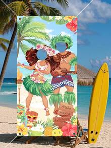 1 pieza Marco para fotos estilo hawaiano Aloha, Fondo fotográfico de cabina de fotos para fiesta hawaiana, fiesta de verano en la piscina, suministros y decoración para fiesta de cumpleaños en Hawaii - Hawai - Ver 6