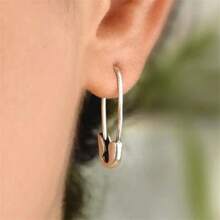 1 Pair Unique Minimalist Paper Clip Design Earrings, Fashion Personalized Party Jewelry Gift For Women
