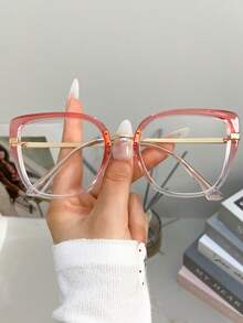 Novos Óculos de Moda Vintage com Lentes Planas Bicolores Estilo Olho de Gato Minimalista de Metal, Adequados para Mulheres, Homens, Uso Diário, Festa, Estilo de Rua, Casual ao Ar Livre, Personalizado