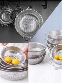 5pcs Set / 1pc Durable Stainless Steel Water Filter Basket Kitchen Set: Suitable For Pasta, Vegetables And Other Multi-Function Kitchen Filters, Stainless Steel Drain Basket - Stackable Filter - Vegetable Water Filter - Pasta Filter - Kitchen Filter - Vegetable Washing Basin, Rice Sieve And Fruit Bowl - Essential Cooking Tools To Meet All Your Kitchen Drainage Requirements