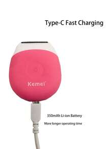 Kemei KM-3213 Women Painless Hair Removal Device Washable Shaver For Lady USB Rechargeable Electric Hair Remover For Body Waterproof Hair Trimmer For Women Bikini Leg Underarm Private Part Whole Body Shaver Cordless Machine Epilator - Hot Pink - View 7