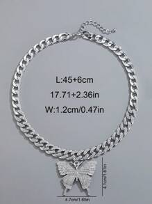 For Women Men Punk Hip Hop Style Rock Party Full Rhinestone Gorgeous Hip Hop Rhinestone Butterfly Pendant Necklace