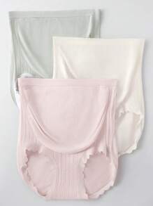 3 pièces Culottes de maternité sans couture à taille haute, couleurs mixtes, sous-vêtements élastiques pour femmes enceintes