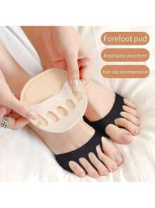 Women's Five-Toe Forefoot Pads For High Heels, Comfortable Half Insoles For Foot Care, Non-Slip Toe Socks Inserts