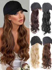 Long Wavy Synthetic Baseball Cap Hair Wig For Girl Hair Wig Naturally Connect Ha Twigs Adjustable