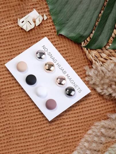 8pcs Magnetic Pins, Classic Round Shiny Matte Stable Scarf Clips, Colorful Multi-Purpose Pins For Women's Clothing, Scarves, Small Headscarf, Magnetic Closure (No Card) For Dress