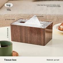 Desktop Tissue Box For Living Room, Coffee Table, Transparent Luxurious Creative Paper Towel Organizer - Wood Grain Color - View 9