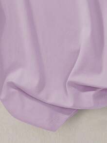 Tween Girls' Bow Print Round Neck T-Shirt, Casual Soft Top For Spring/Summer - Purple - View 3