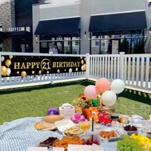1 Stück Dekorationsbanner zum 16. Geburtstag - Alles Gute zum Geburtstag Hintergrund für Wand & Garten - 16. Geburtstags Party Deko - Teenager Geburtstags Party Zubehör