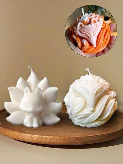 九尾狐硅胶蜡烛模具 石膏香薰摆件 家居装饰 节日派对花园氛围摆件