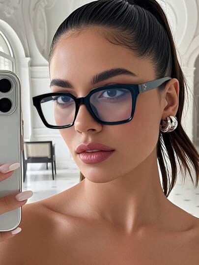 1 Pair Vintage Square Unisex Non-Prescription Glasses, Versatile & Minimalist Design Suitable For Office, Study, Reading, Party, Vacation, Photography And Other Occasions, Hd Eyewear Accessory