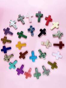 84pcs Bulk Natural Crystal Stones | Small Crystal Gems Of Various Quartz Types (Cross, Moon, Heart, Star ) For Jewelry Making And Home Decoration - 84 chiếc Mix ngẫu nhiên - Xem 4