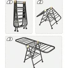 1pc Clothes Drying Rack Foldable, Metal Laundry Drying Rack Collapsible, Portable Compact Clothes Rack For Sweater Baby Clothes Towel Indoor & Outdoor, Height Adjustable Clothes Airer, Black - Black - View 10