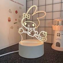 Lámpara de escritorio USB de acrílico 3D Sanrio - Serie Retro, Decoración de escritorio, Luz cálida interface USB, Luz nocturna cálida para habitación y dormitorio, Adecuado para hogar, vacaciones, cumpleaños, sin batería requerida - incluye cables