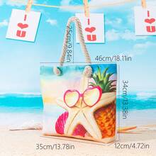 New Pineapple Print Casual Large Capacity Tote Bag, Suitable For Vacation - Multicolor - View 5